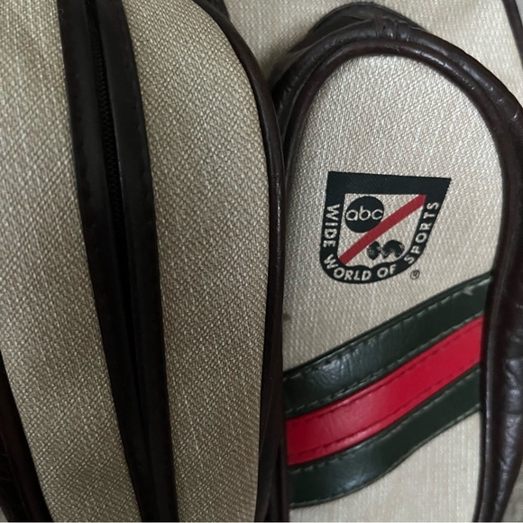 Vintage Tennis Cover Upcycle to Crossbody bag ABC Wide World of Sports 1960s - Picture 6 of 10